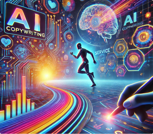 An illustration depicting the concept of AI copywriting, emphasizing the continuous cycle of AI-generated text.