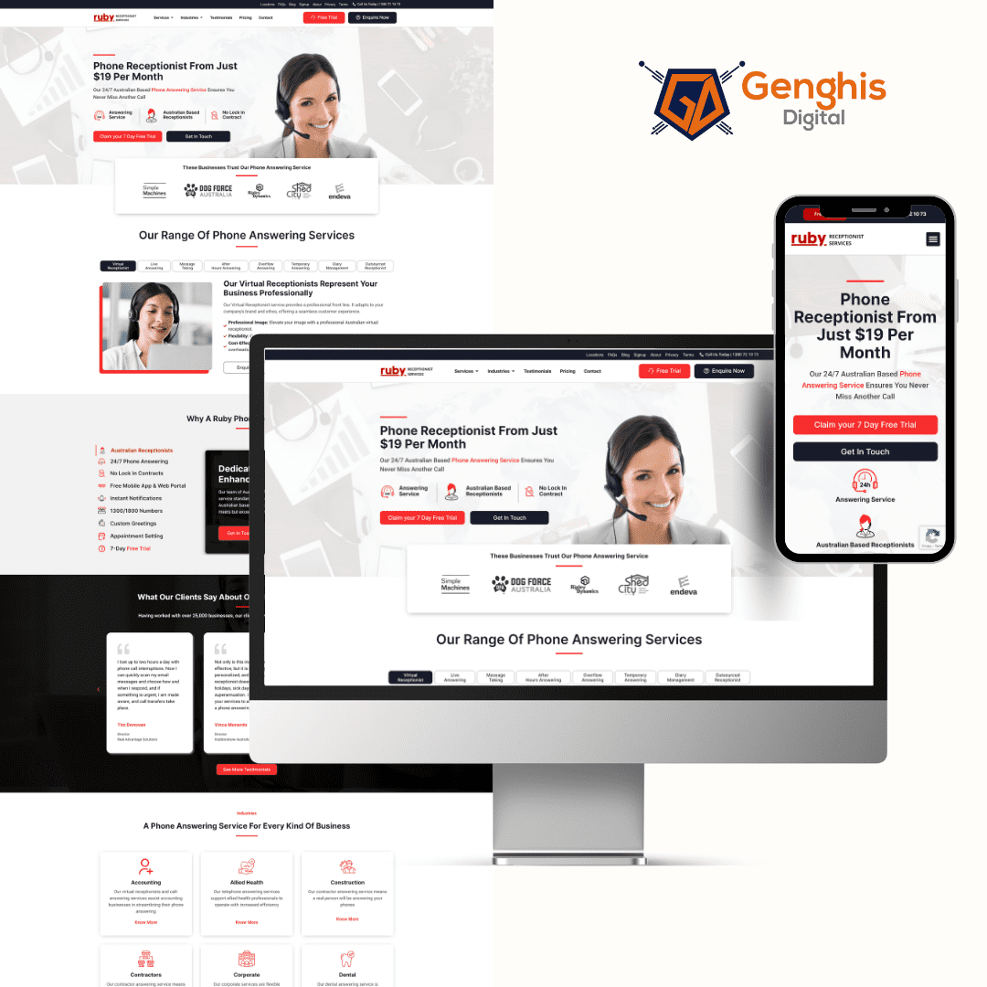 Ruby Receptionist - Web Design 1