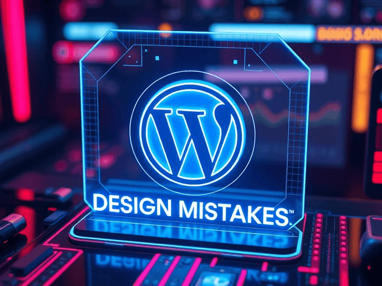 Key website design mistakes in WordPress affecting usability and overall site performance.